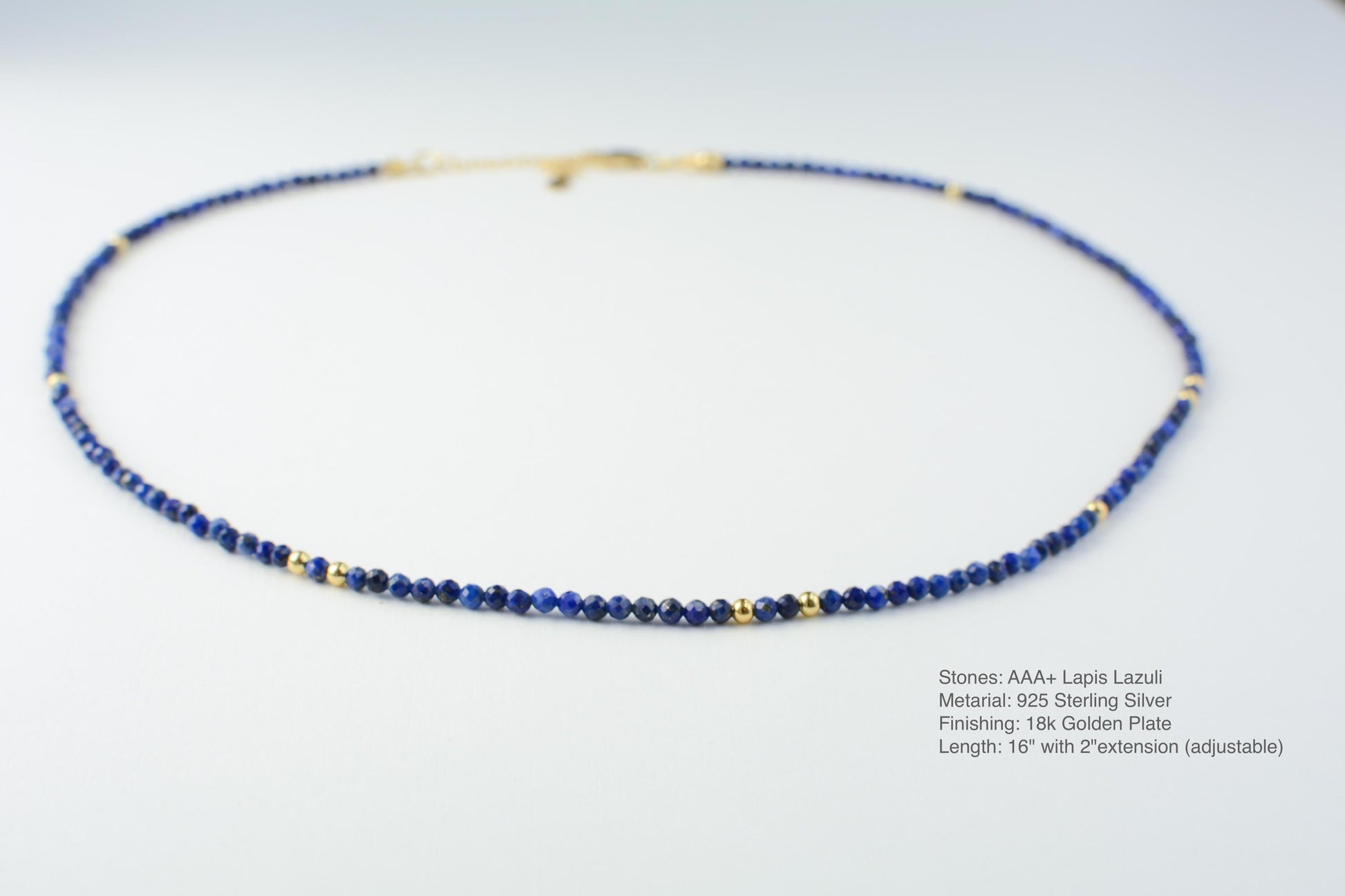 Tiny Bead Choker Blue Gemstone Dainty Choker Lapis Lazuli Necklace Crystal Stone Delicate Choker Adjustable Necklace handmade necklace gift