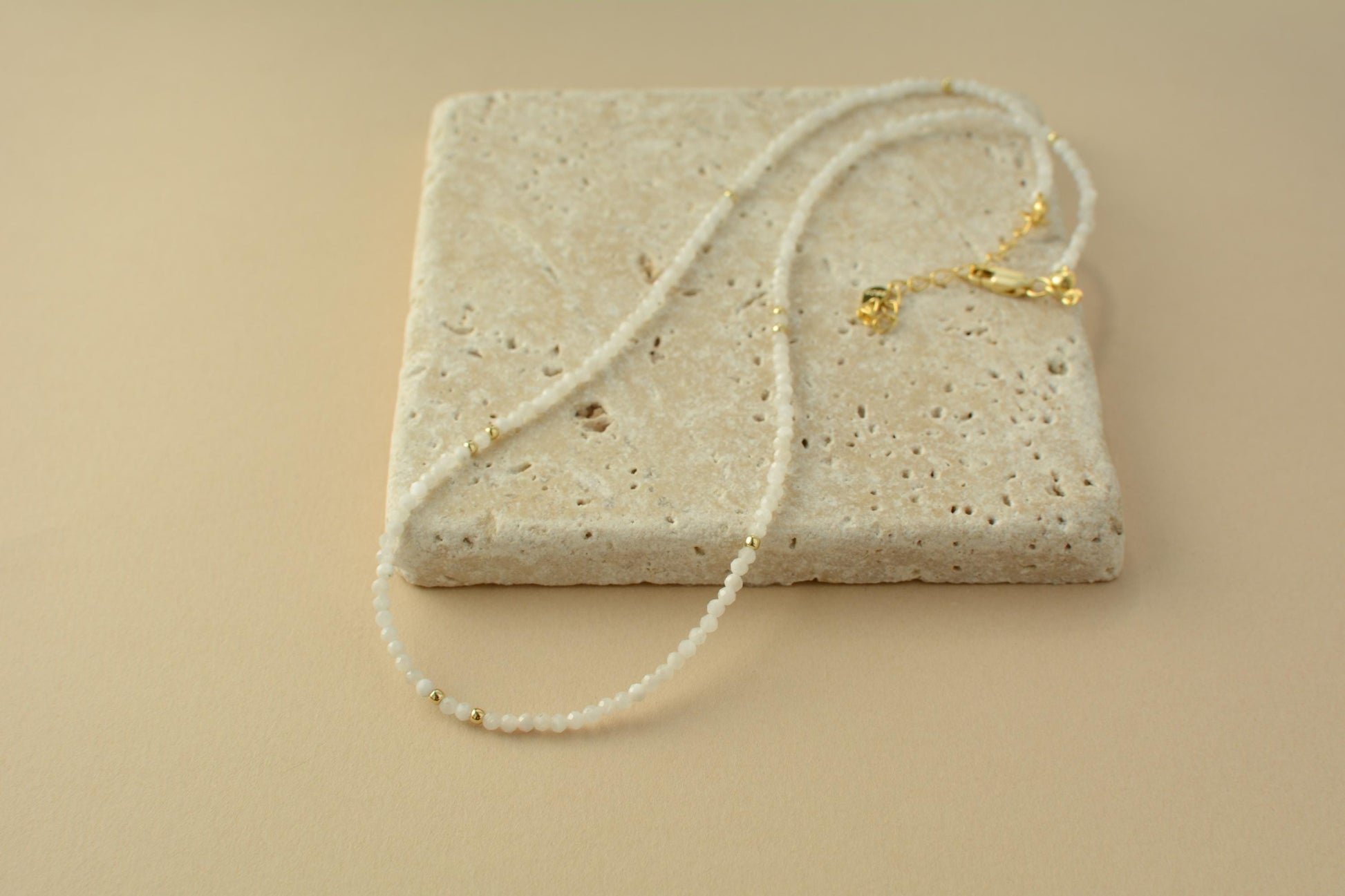 Tiny Gemstone Choker White Bead Choker Moonstone Bead Necklace Dainty small beaded choker minimalist necklace daily necklace layering