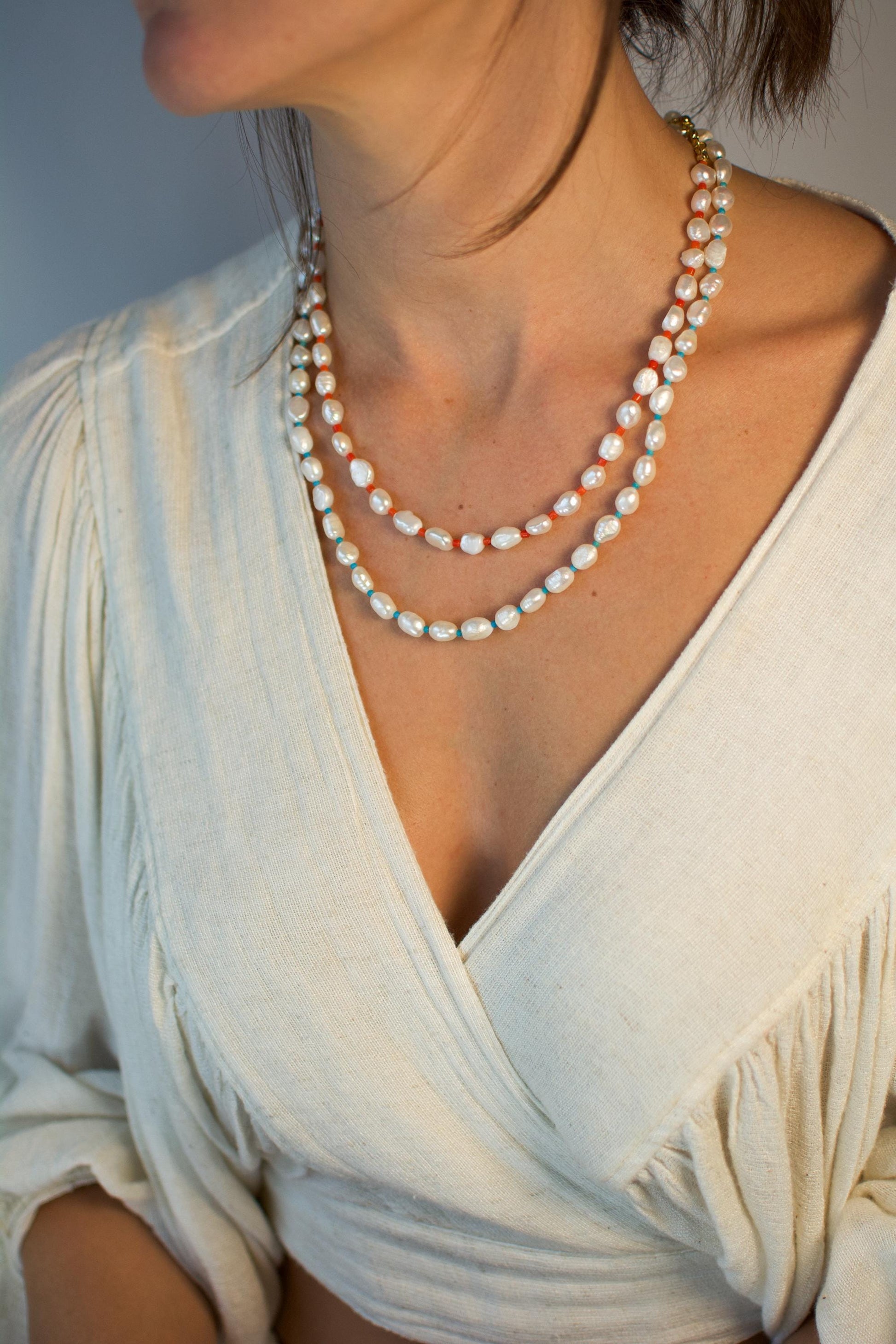 Pearl Necklace Irregular Real Pearls necklace baroque Pearl Gemstone Necklace Modern pearl Necklace daily wear gift for her gift for mom