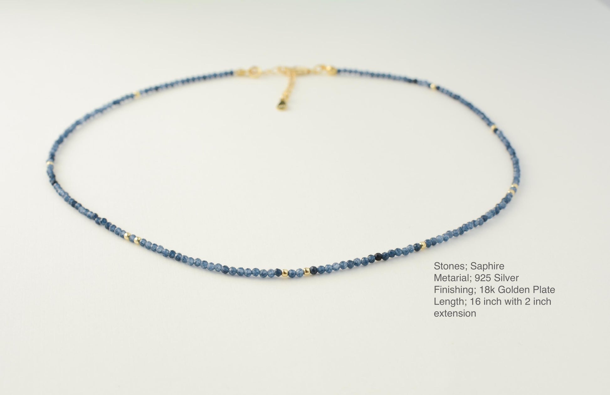 Sapphire Beaded Choker Tiny Navy Blue Gemstone Small Crystal Choker Minimalist Necklace Dainty Layering Bead Choker Gold Silver Gift Elegant
