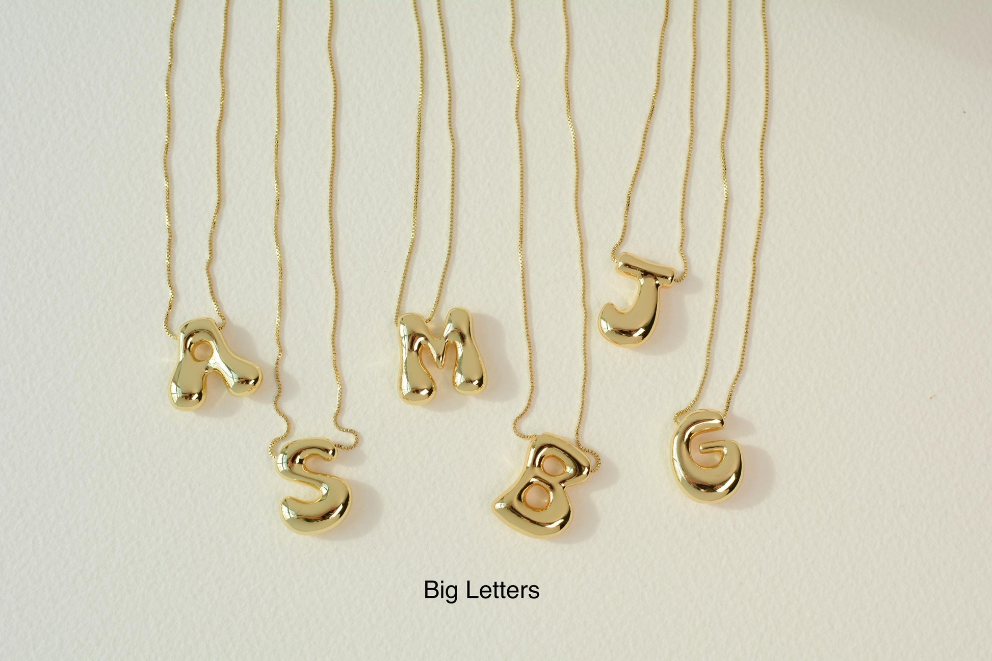 Initial Necklace Custom Letter Bubble Necklace 3D Gold Initial Monogram Necklace Balloon letters Personalized gift for her