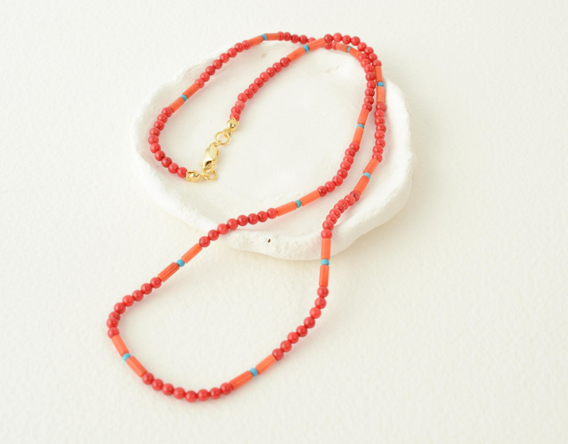 Red Beaded Necklace Boho Dainty Choker Layering Coral Colorful Mixed Stones Gift for Her