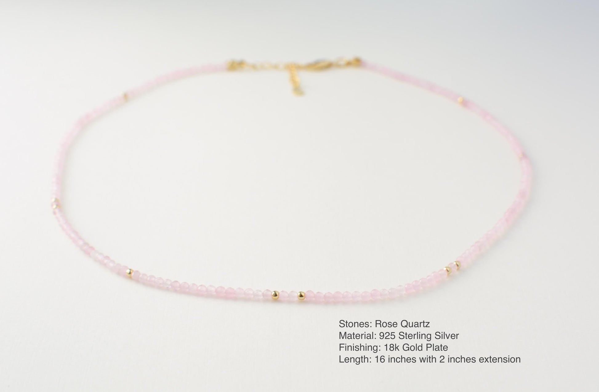 Pink Small Bead Necklace Tiny Choker Rose Quartz Birthstone Necklace Dainty Beaded Layering Choker Crystal Gift for friend