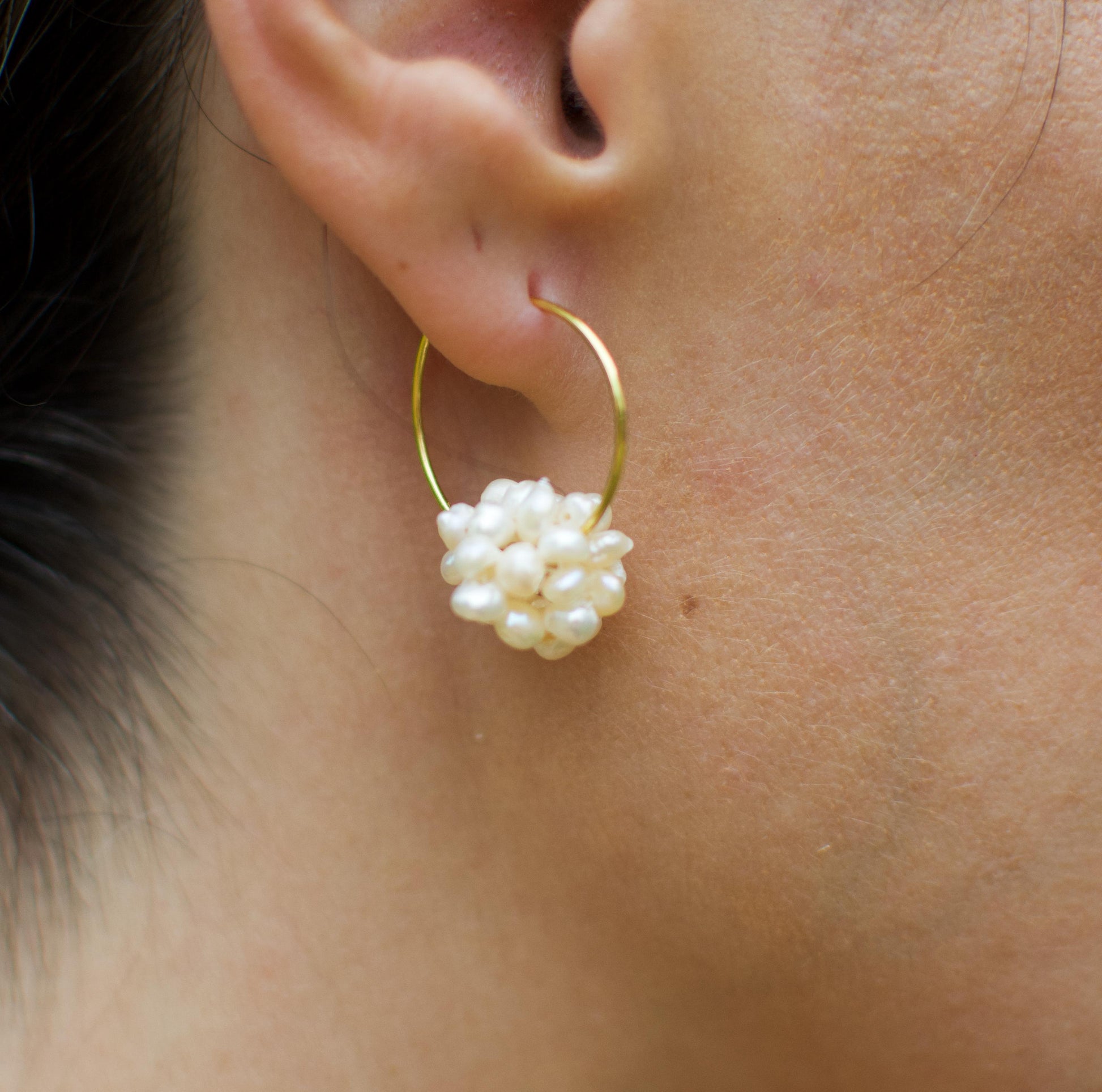 Pearl Hoop Earring, Mini Pearls Earring, Pearl Huggies Earring, Gift For Her, Bridesmaid Gift, Gold Filled Silver