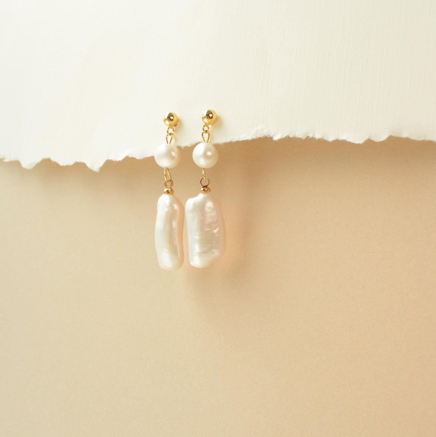 Baroque Pearl Earring Dangle Long Pearl Gold Stud Earring Elegant Large Pearl Dangle Earrings Gift for her bridesmaid gift delicate