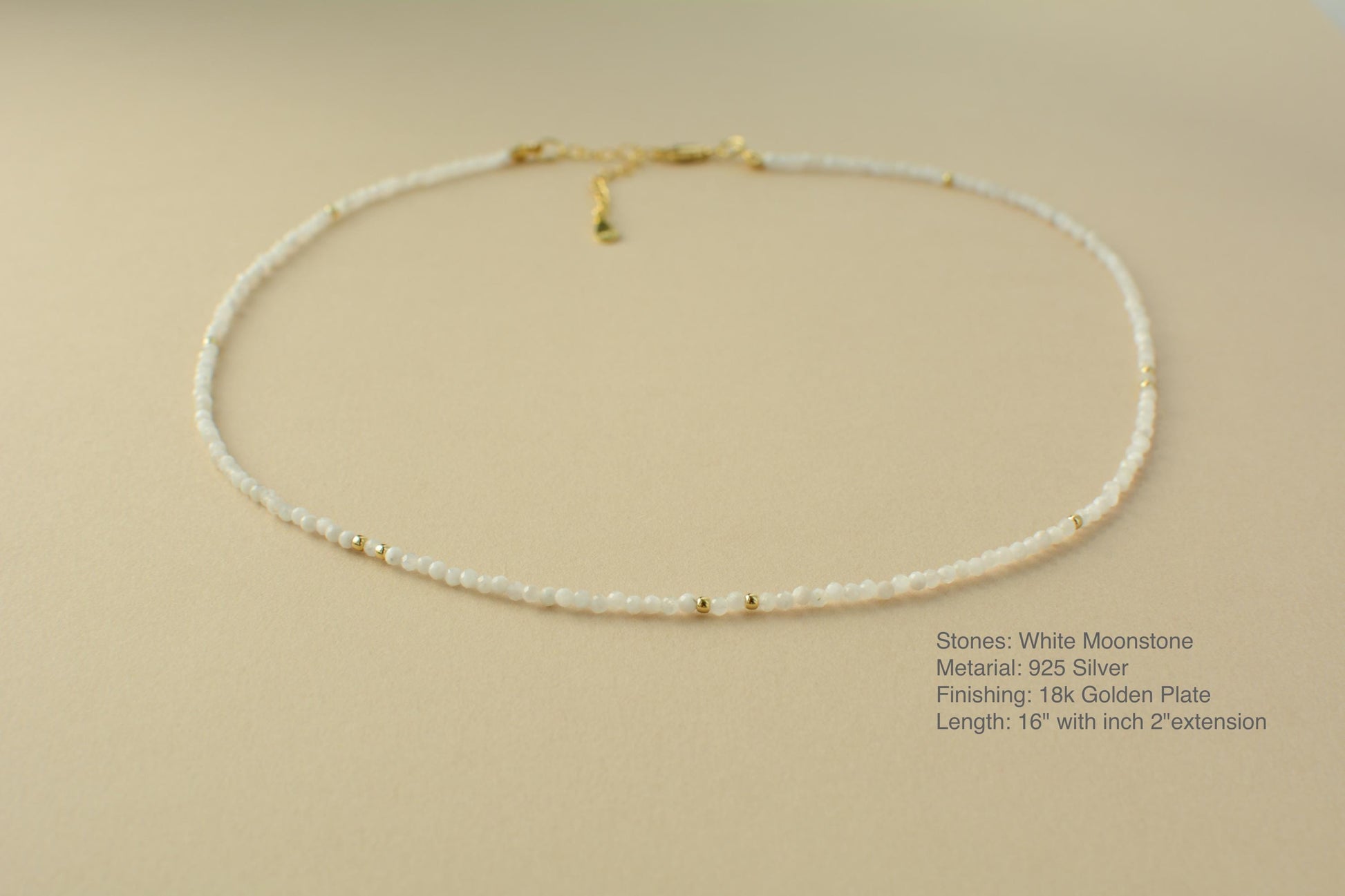 Tiny Gemstone Choker White Bead Choker Moonstone Bead Necklace Dainty small beaded choker minimalist necklace daily necklace layering