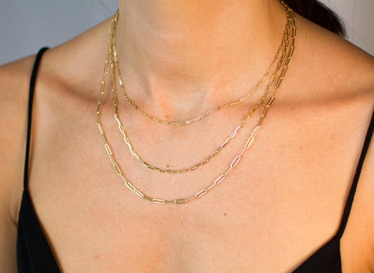 Paperclip Chain Necklace Link Chain Dainty 14k Gold Plate Choker Layering Chain Necklace Minimalist Mini Links Chain Everyday Necklace