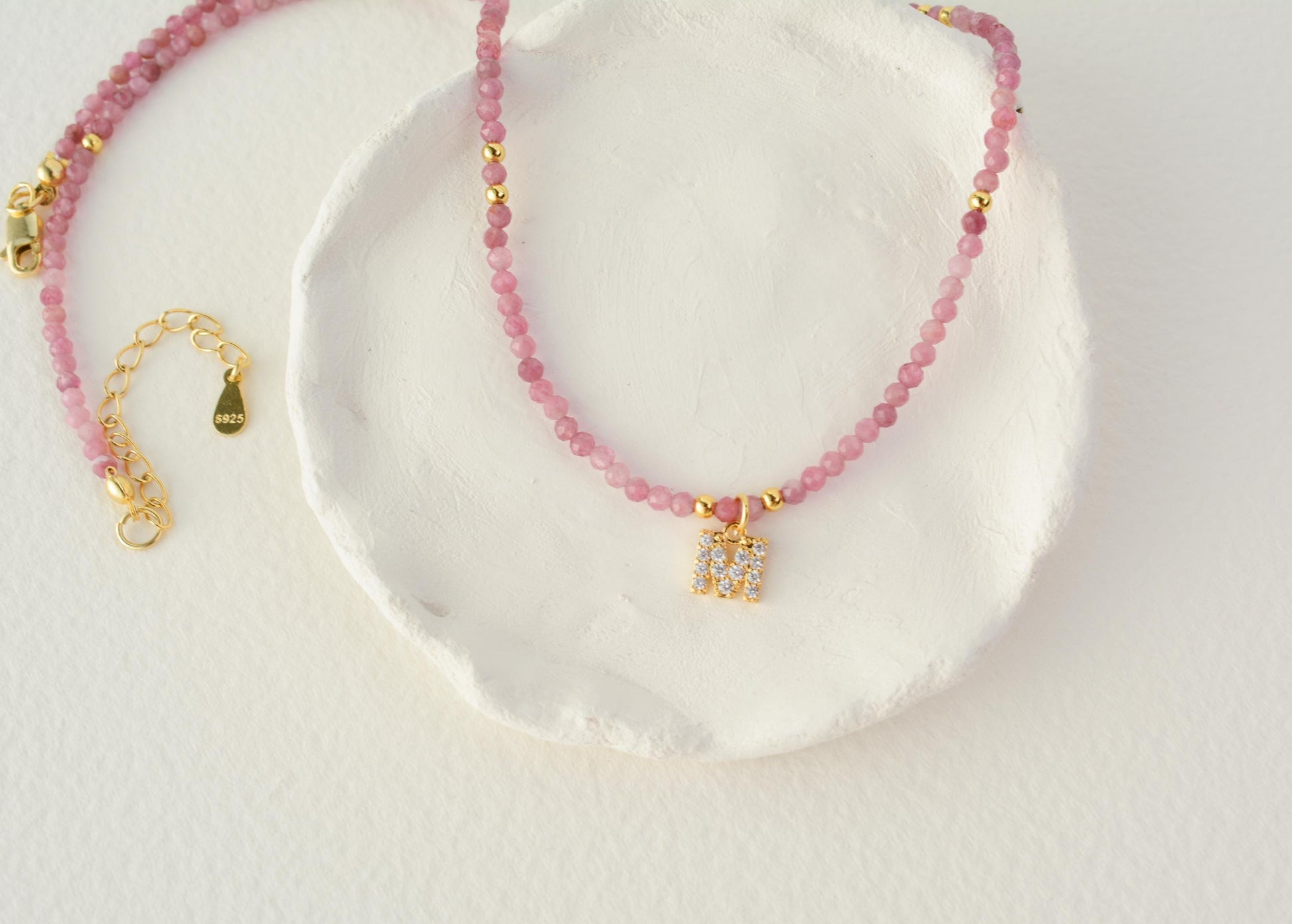 Tiny Bead Necklace Initial Custom Letter Choker Colorful Small Bead Necklace Personalized Minimalist Choker Dainty Crystal Bead Necklace