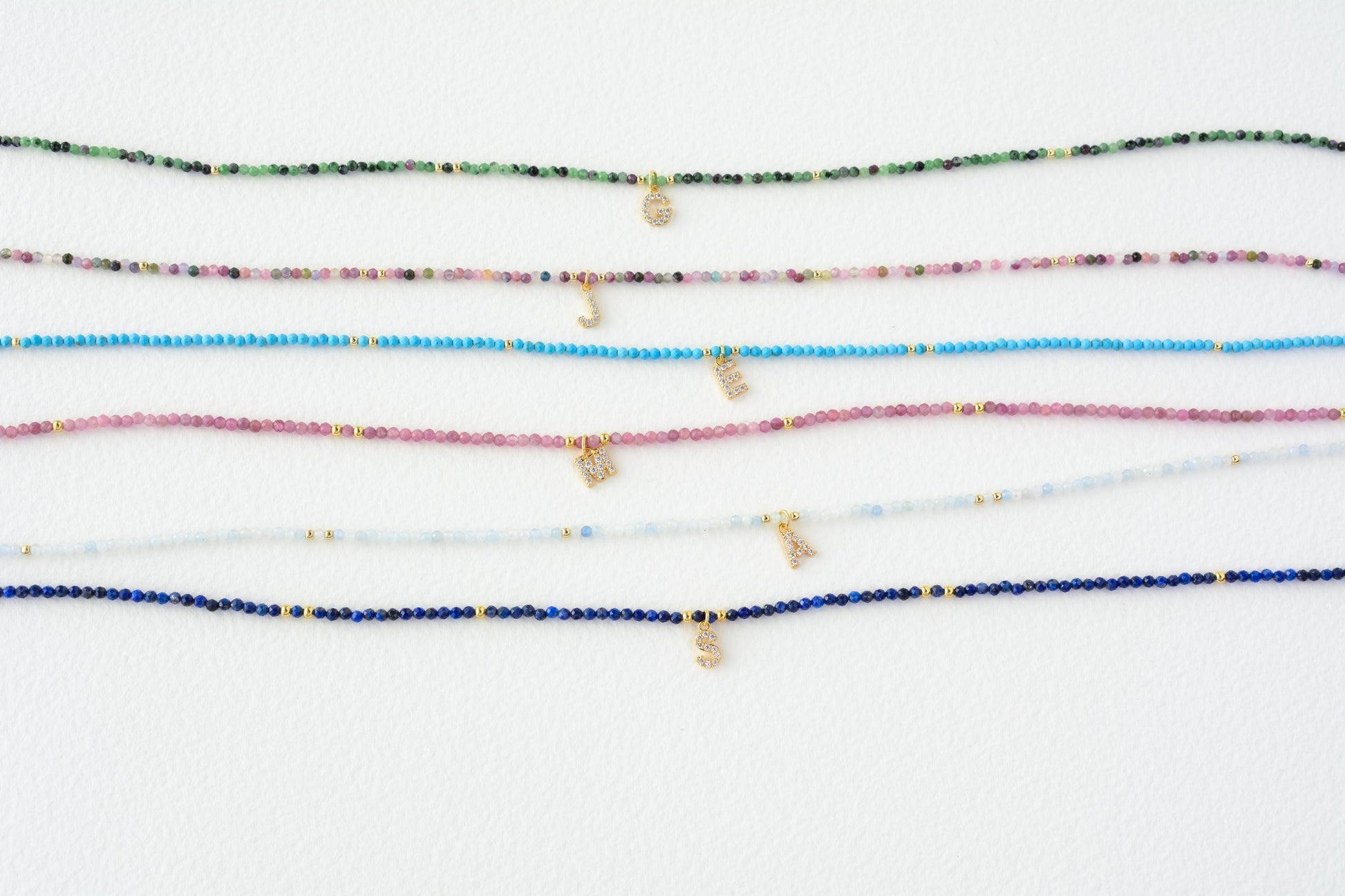 Tiny Bead Necklace Initial Custom Letter Choker Colorful Small Bead Necklace Personalized Minimalist Choker Dainty Crystal Bead Necklace