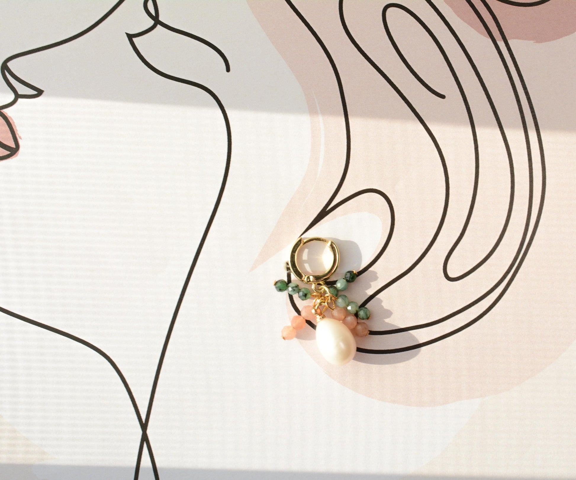 Drop Pearl Gemstones Earring Dangle Mini Beaded Earring Emerald Sunstone Fringe Earring Dainty Gift For Bridesmaid Elegant Gift Delicate