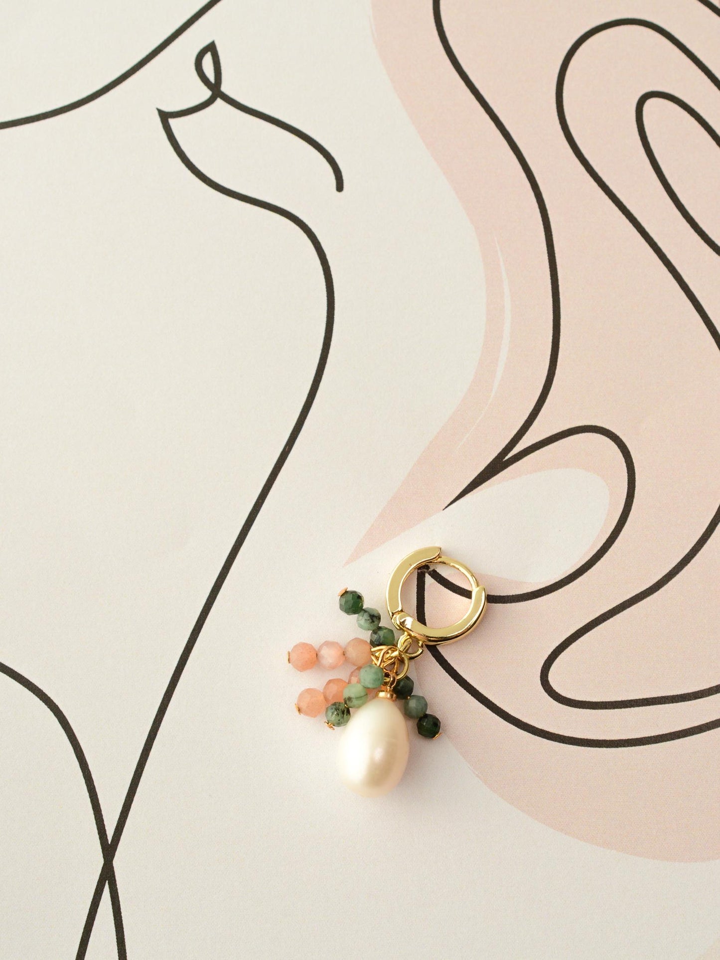 Drop Pearl Gemstones Earring Dangle Mini Beaded Earring Emerald Sunstone Fringe Earring Dainty Gift For Bridesmaid Elegant Gift Delicate