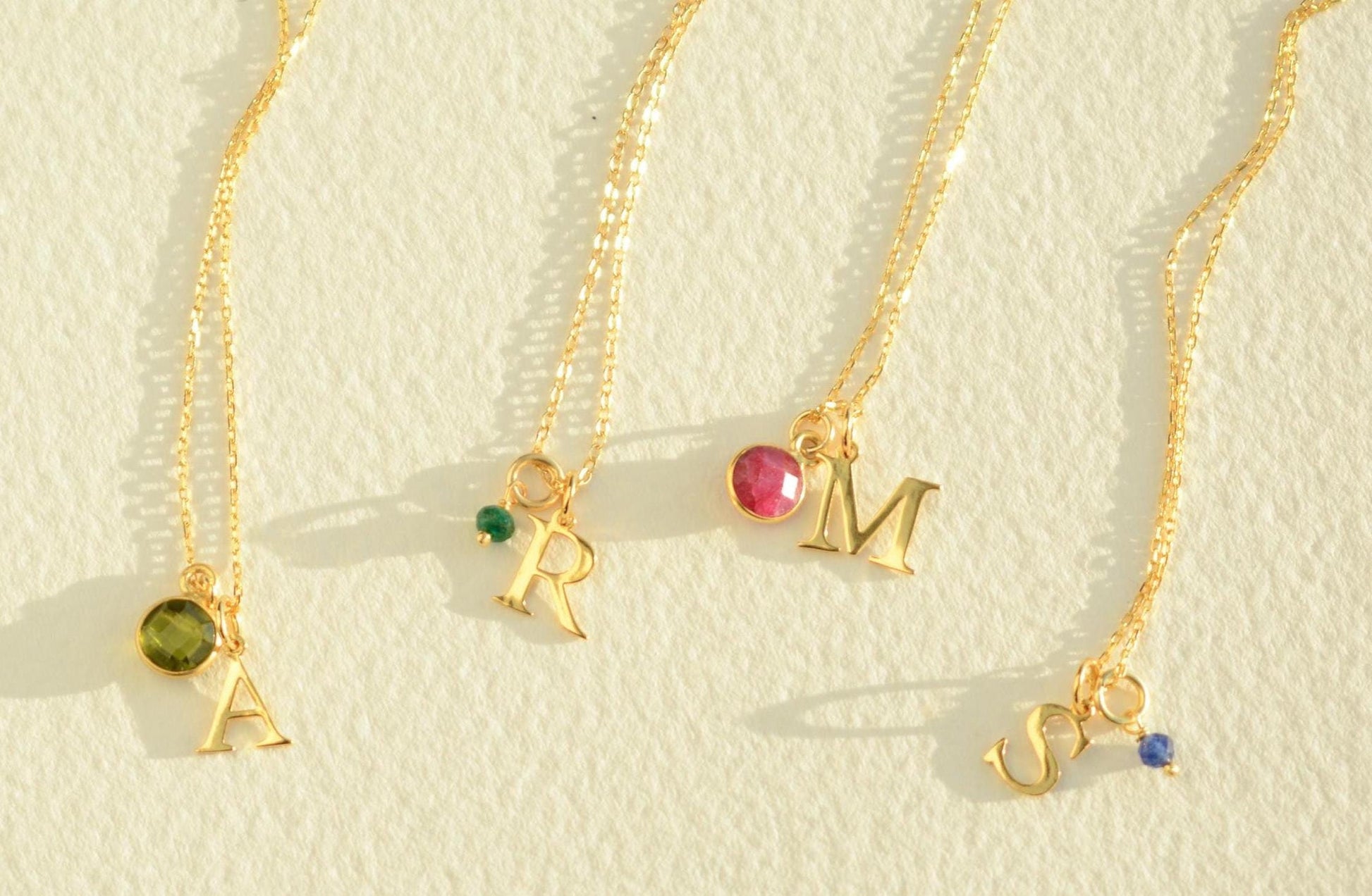 Gold Initial Necklace Custom Birthstone Necklace Dainty Tiny Letter Necklace Minimalist Chain Necklace Personalized Birthday Gift for Mom