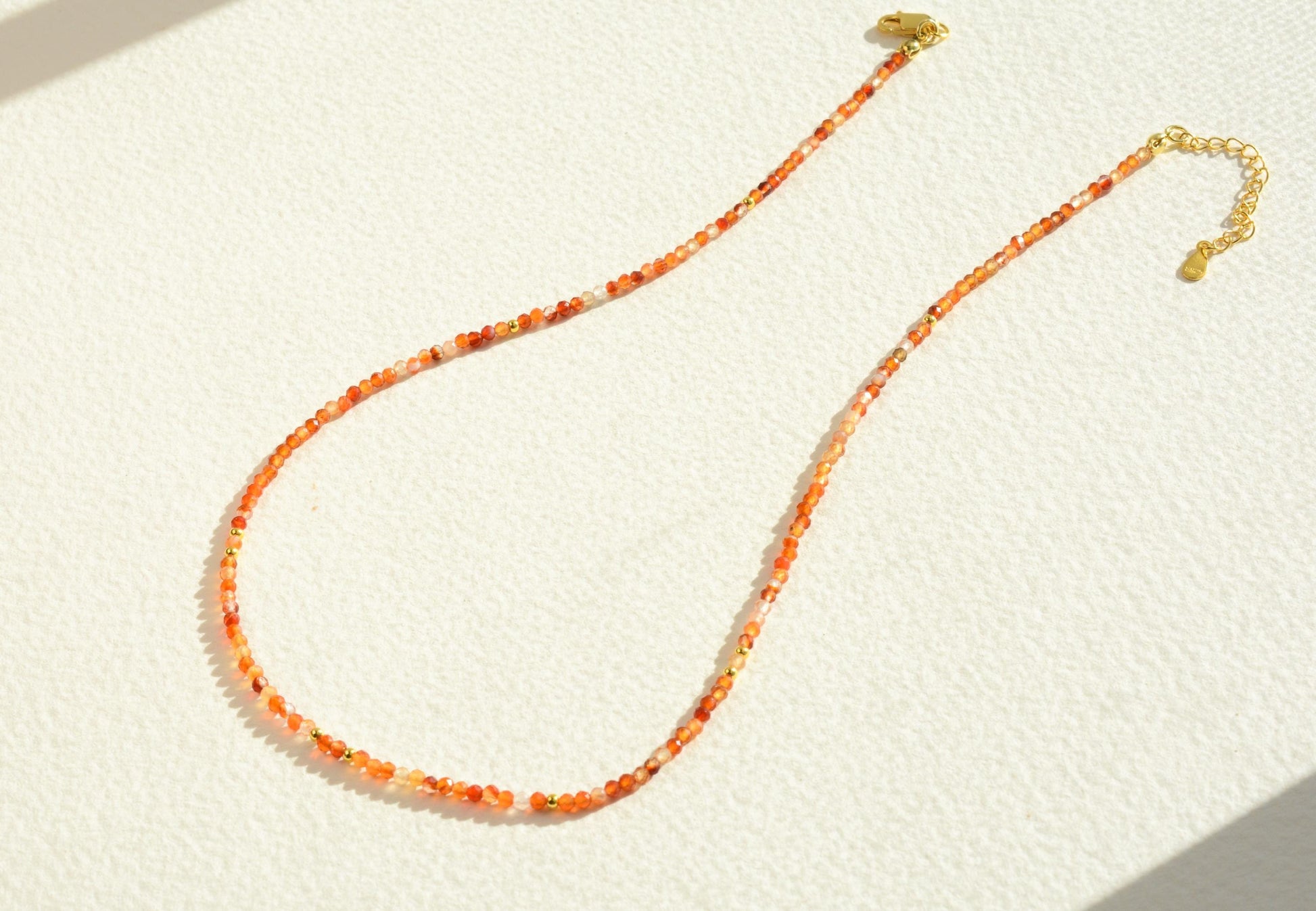 Small Bead Necklace Carnelian Crystal Beaded Choker Tiny Minimalist Necklace Beaded Gift for Girls Small Gift For Her Dainty Bead Necklace