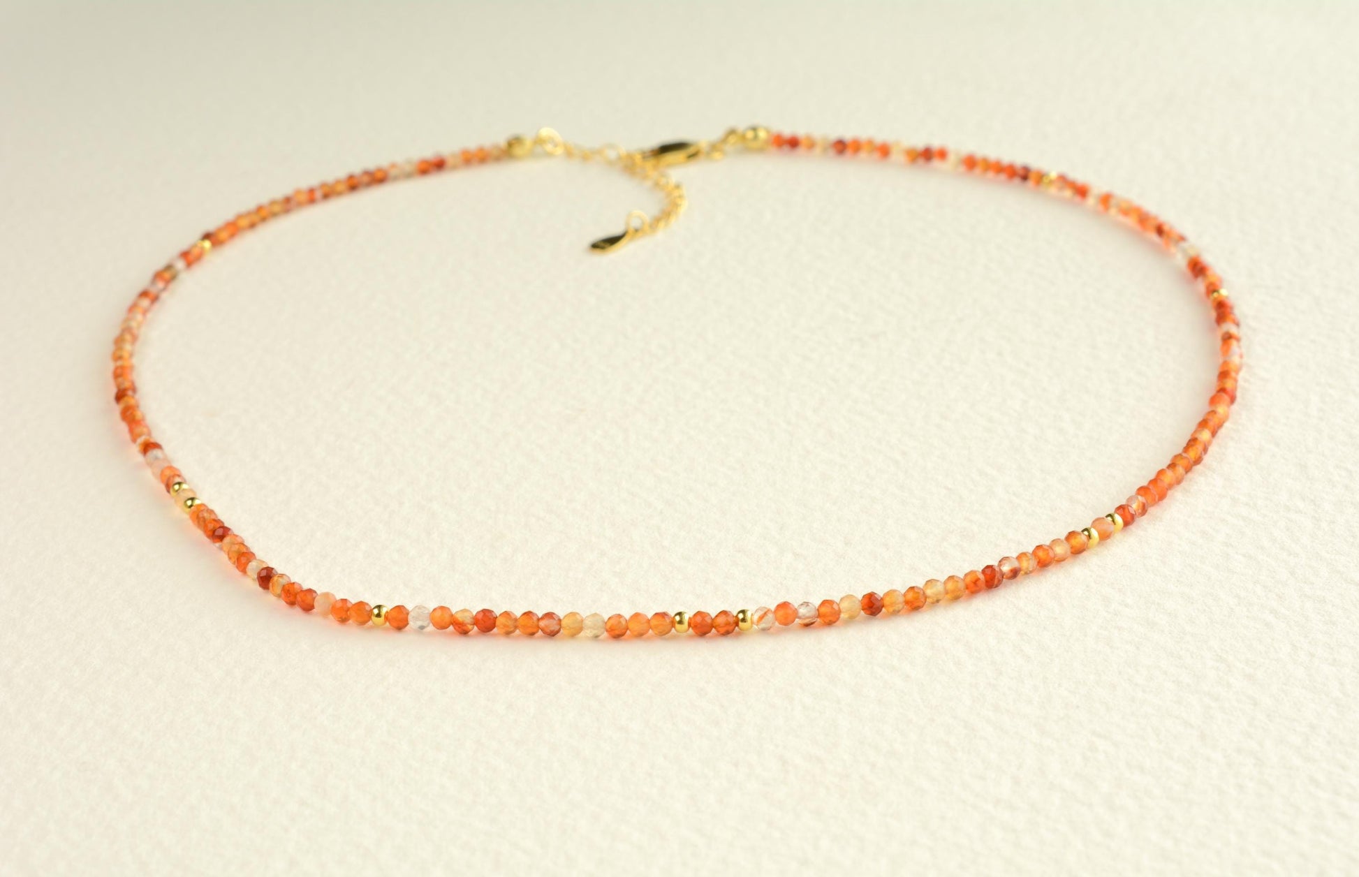Small Bead Necklace Carnelian Crystal Beaded Choker Tiny Minimalist Necklace Beaded Gift for Girls Small Gift For Her Dainty Bead Necklace