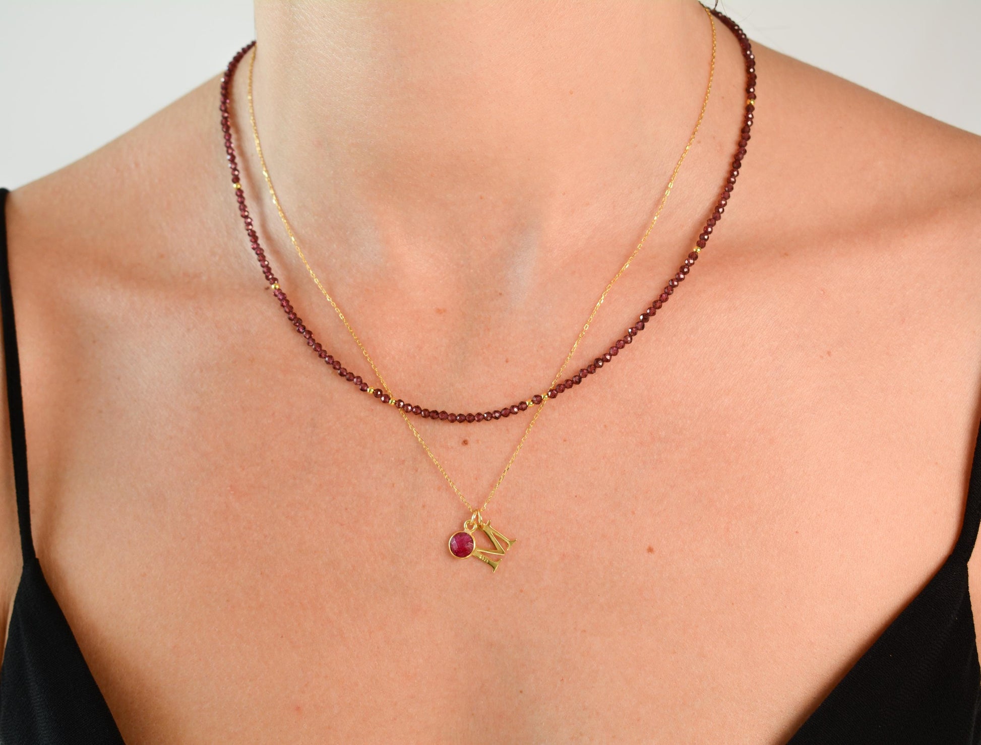 Gold Initial Necklace Custom Birthstone Necklace Dainty Tiny Letter Necklace Minimalist Chain Necklace Personalized Birthday Gift for Mom