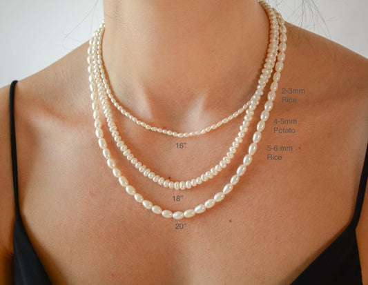 Pearl Necklace Beading Real Pearl Necklace Bridal Freshwater Pearl Necklace Natural Pearl Choker Small Pearl Necklace Dainty Gift for Mom
