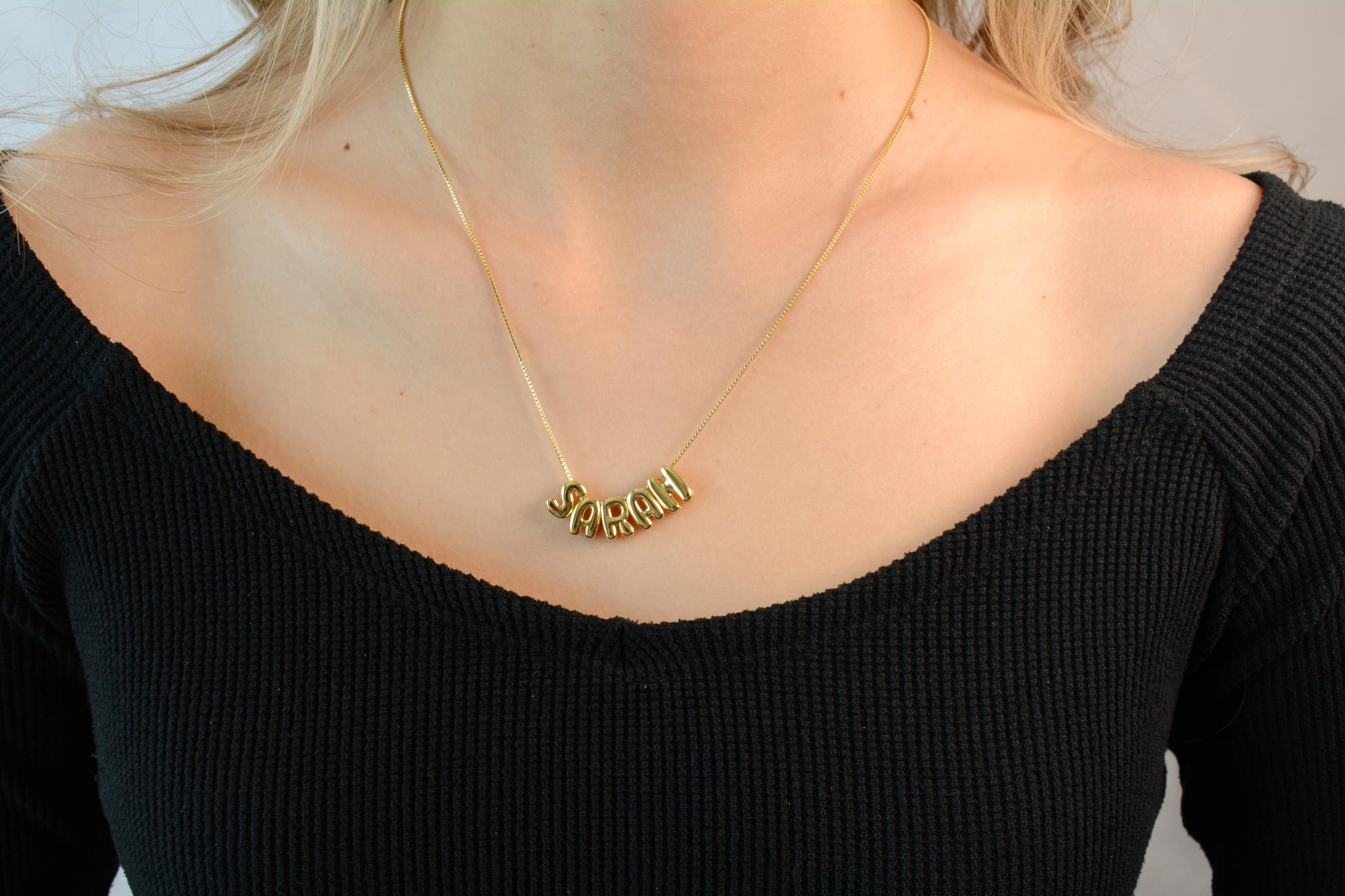 Custom Name Necklace Tiny Bubble Letters Necklace Diamond Gold Letters 3D Necklace Balloon Monogram Name Necklace Personalized Gift for Her