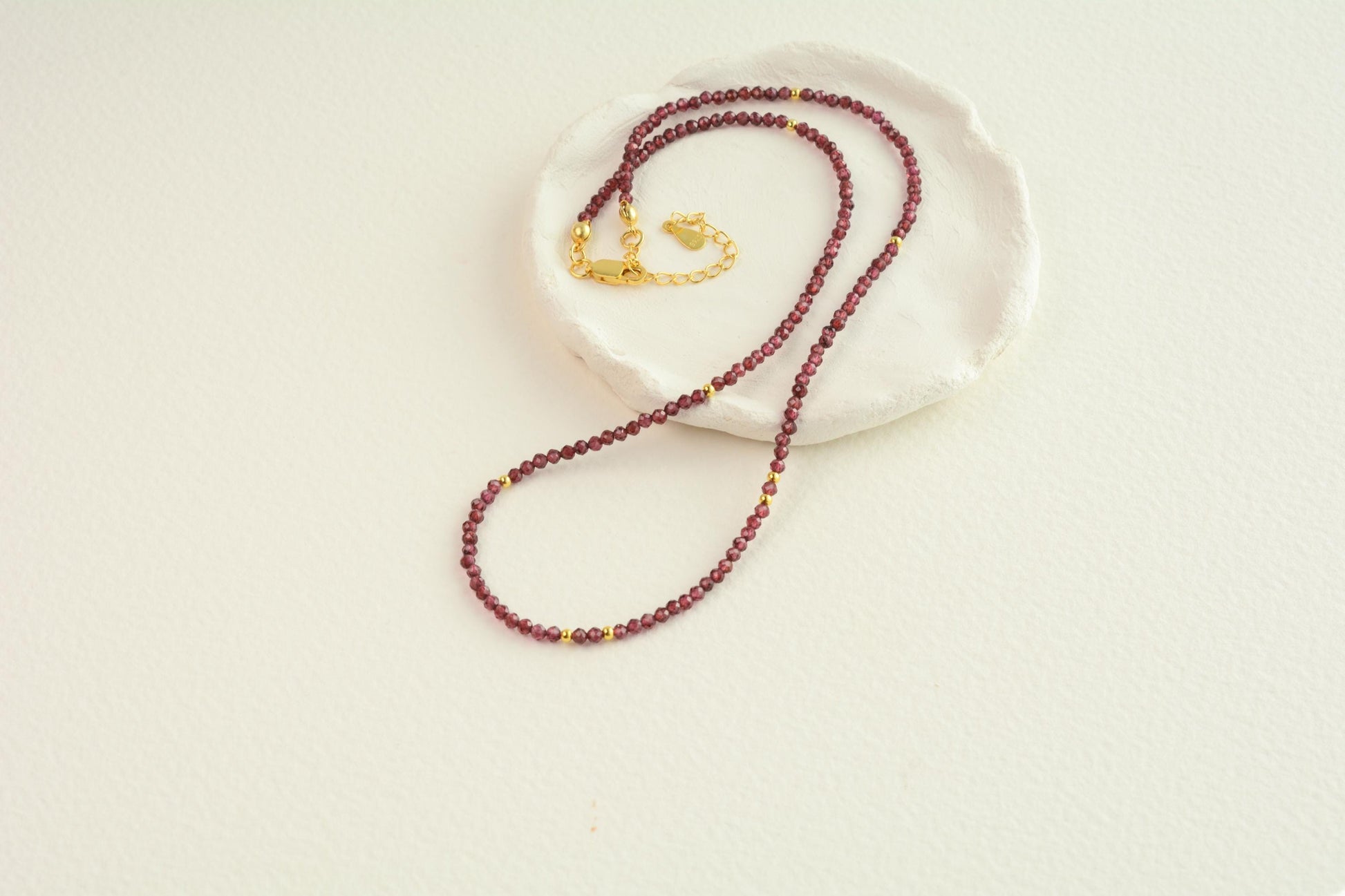 Small Bead Choker Red Garnet Gemstone Necklace Crystal Tiny Bead Choker Dainty Necklace Minimalist Valentines Gift for Her Birthday Gift