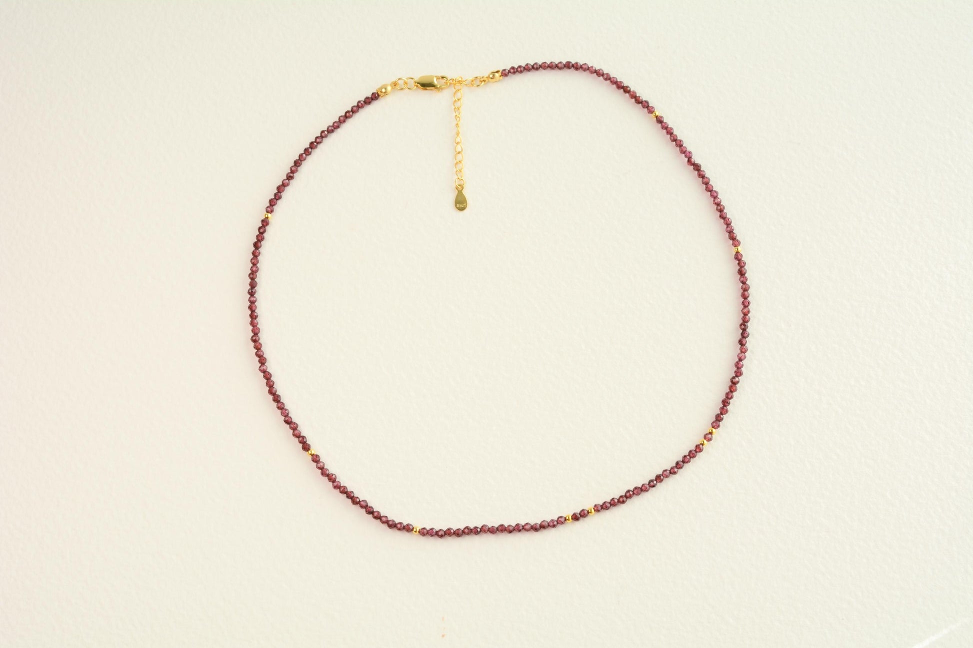 Small Bead Choker Red Garnet Gemstone Necklace Crystal Tiny Bead Choker Dainty Necklace Minimalist Valentines Gift for Her Birthday Gift