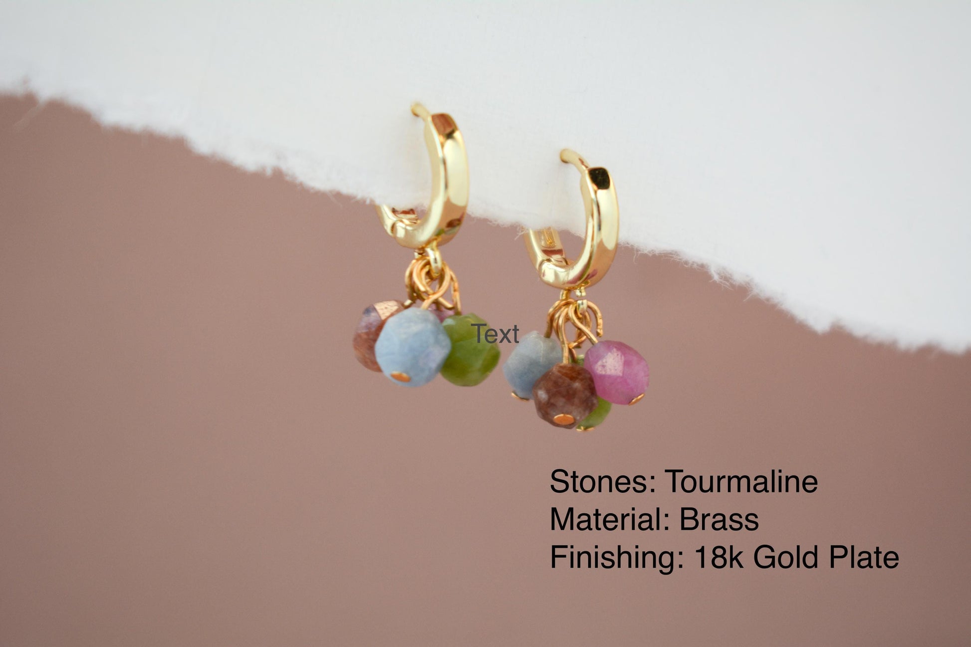 Gold Hoop Earring Dangle Gemstone Earring Huggies Gold Earring Mixed Colors Beaded Earring Gift for Mom Gift For Bridesmaid Valentines Gift