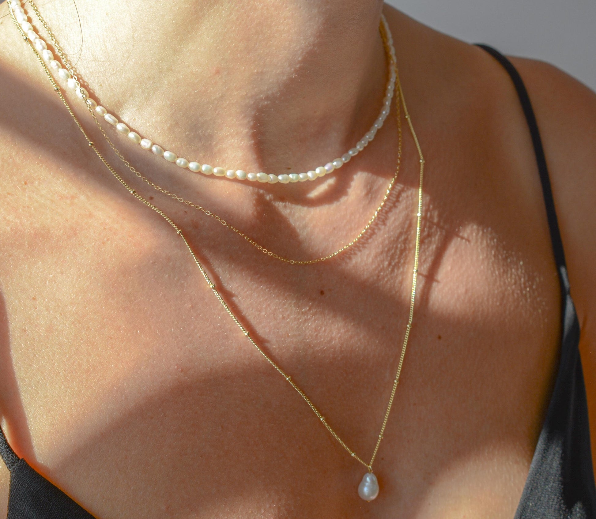 Dainty Pearl Necklace Gold Chain Drop Pearl Necklace Layering Minimalist Real Pearl Necklace Bridal Necklace Bridesmaid Gift For Her