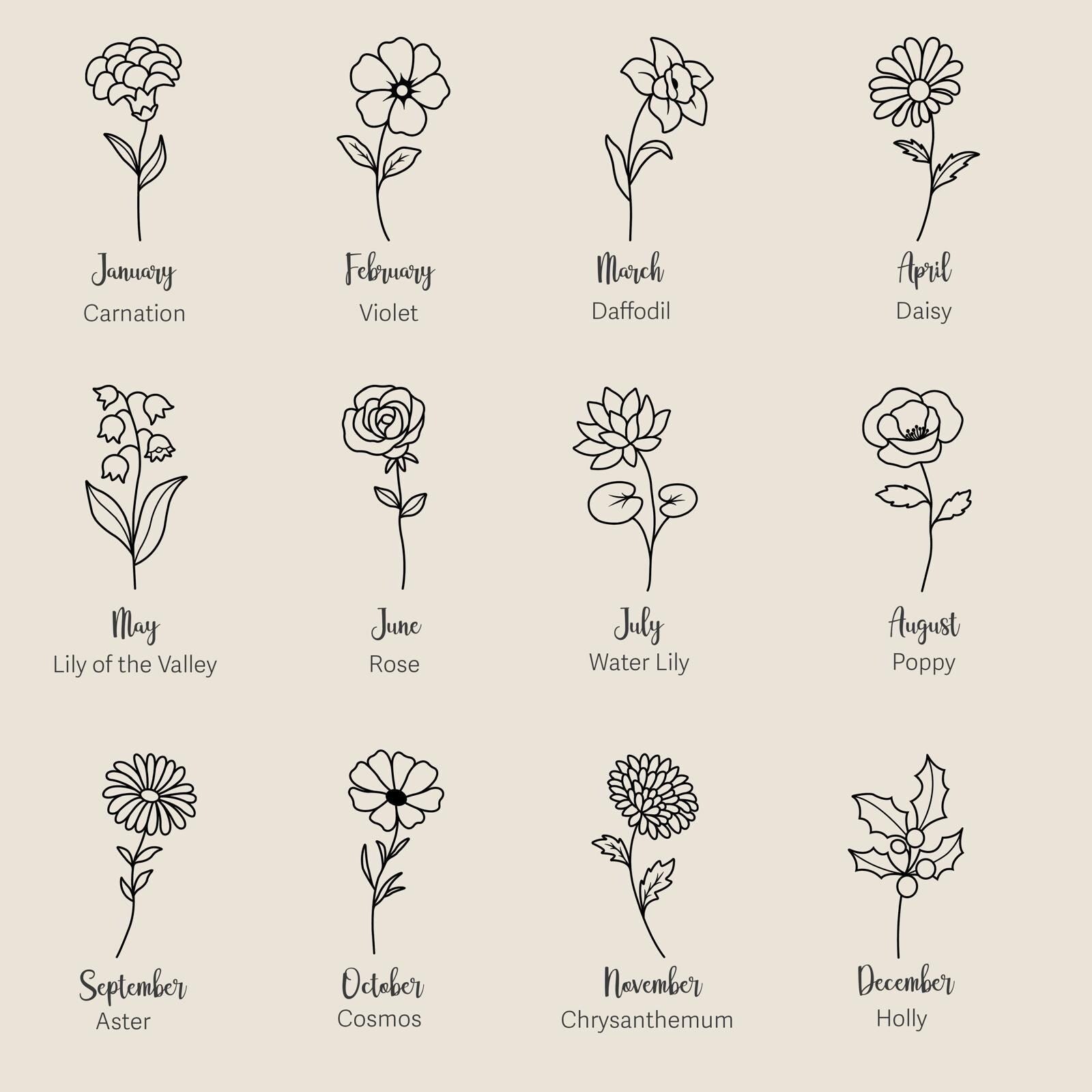 Family Birthflower Necklace Tiny Multiple Birth Flower Necklace Personalized Gift Gold Birth Month Necklace Gift for Mother Day Gift for Her