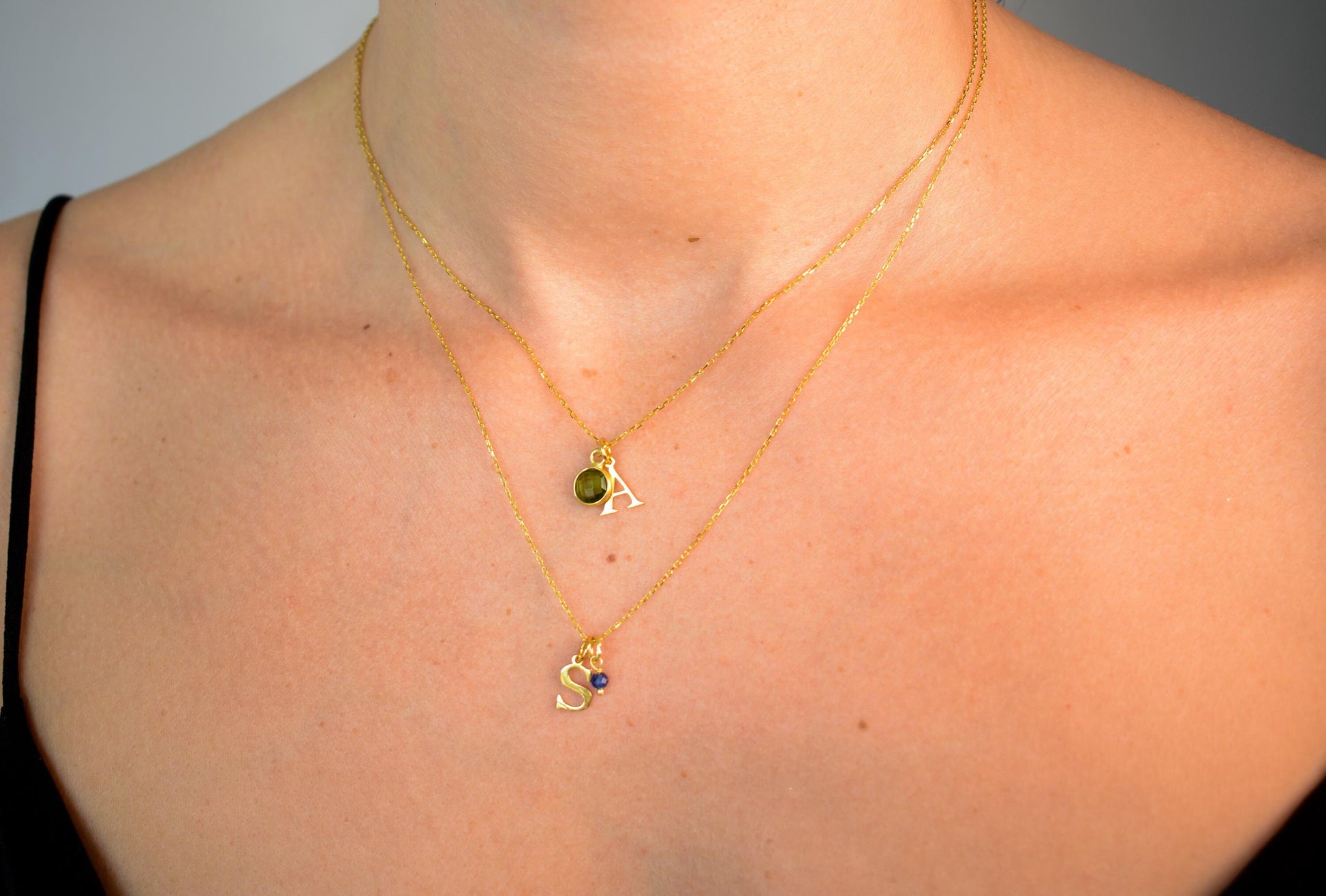 Gold Initial Necklace Custom Birthstone Necklace Dainty Tiny Letter Necklace Minimalist Chain Necklace Personalized Birthday Gift for Mom