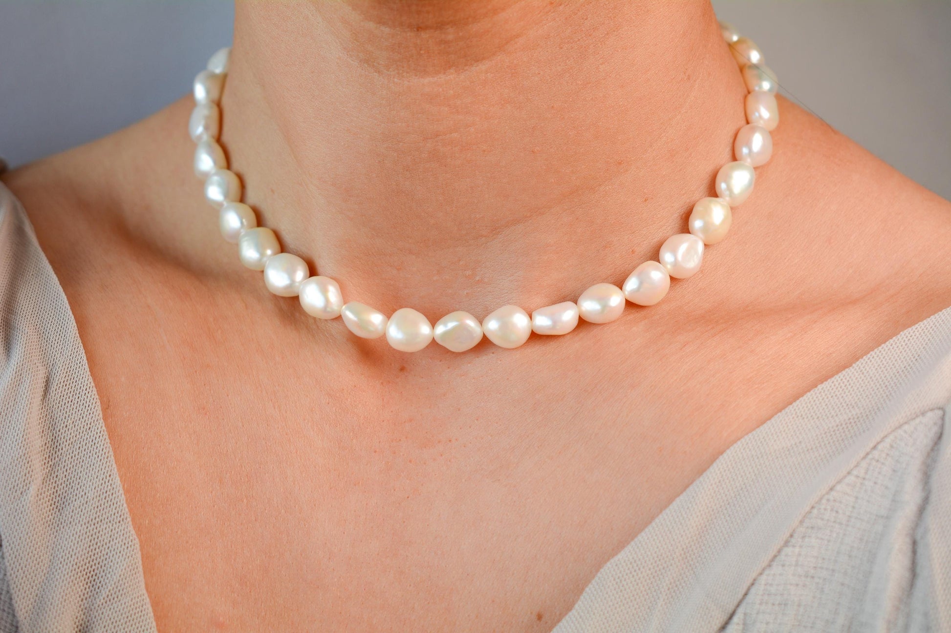 Pearl Choker Chunky Freshwater Pearl Necklace Bridal Pearl Choker Large Irregular Pearl Choker Premium Necklace Gift for Bride Gift for Her