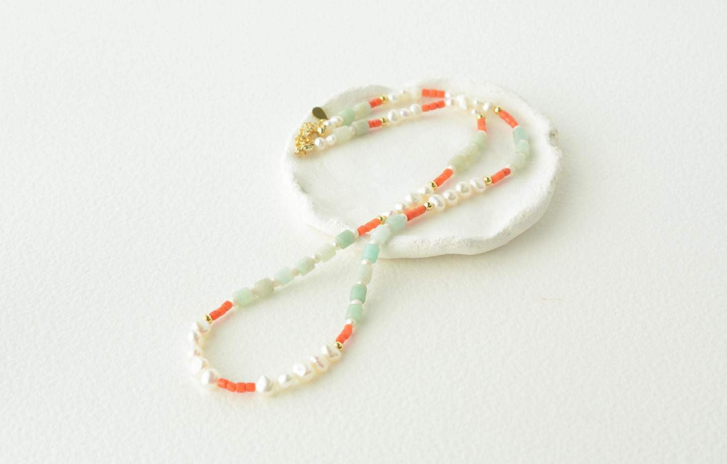 Colorful beaded necklace pearls mixed necklace gemstone dainty bead necklace summer choker beach jewelry layering necklace gift for her
