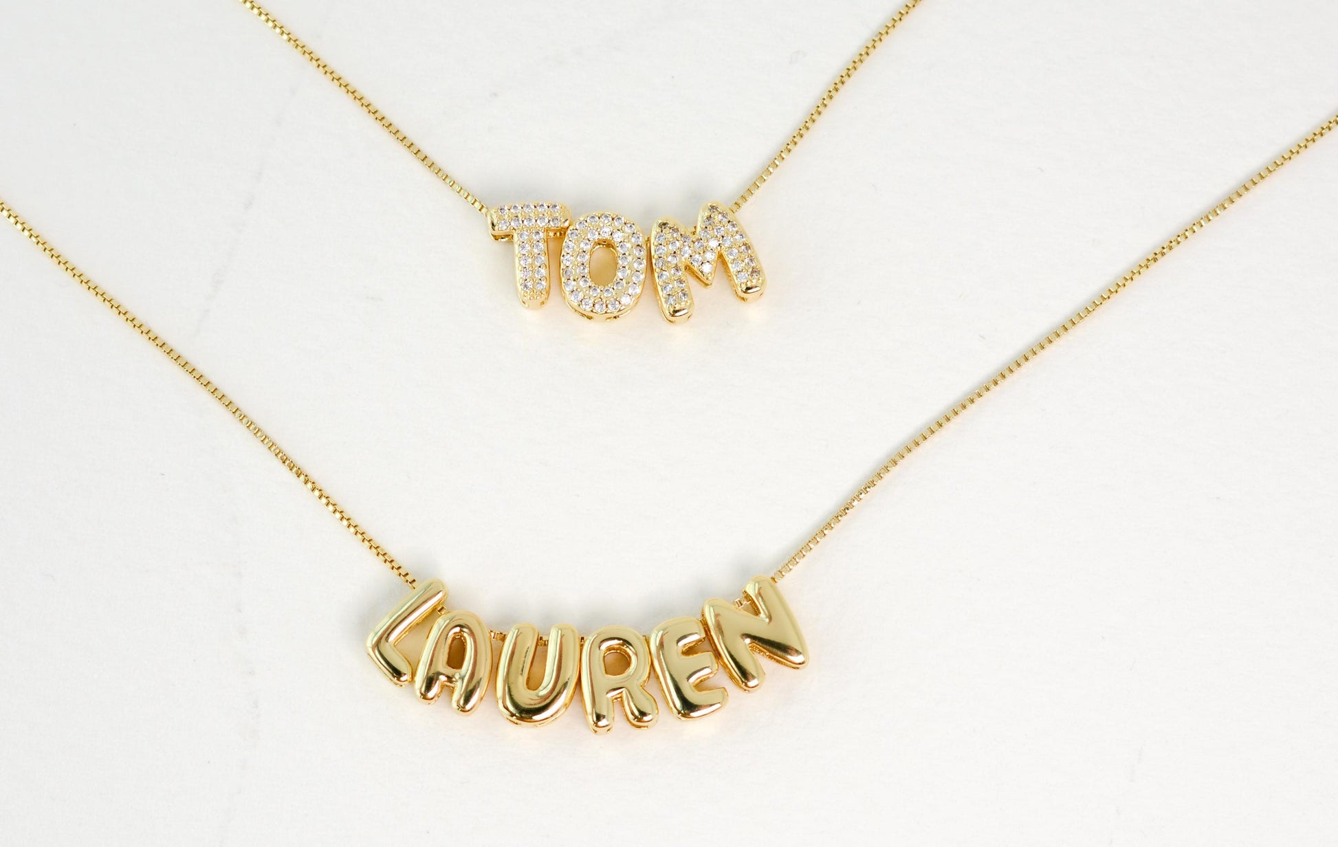 Custom Name Necklace Tiny Bubble Letters Necklace Diamond Gold Letters 3D Necklace Balloon Monogram Name Necklace Personalized Gift for Her