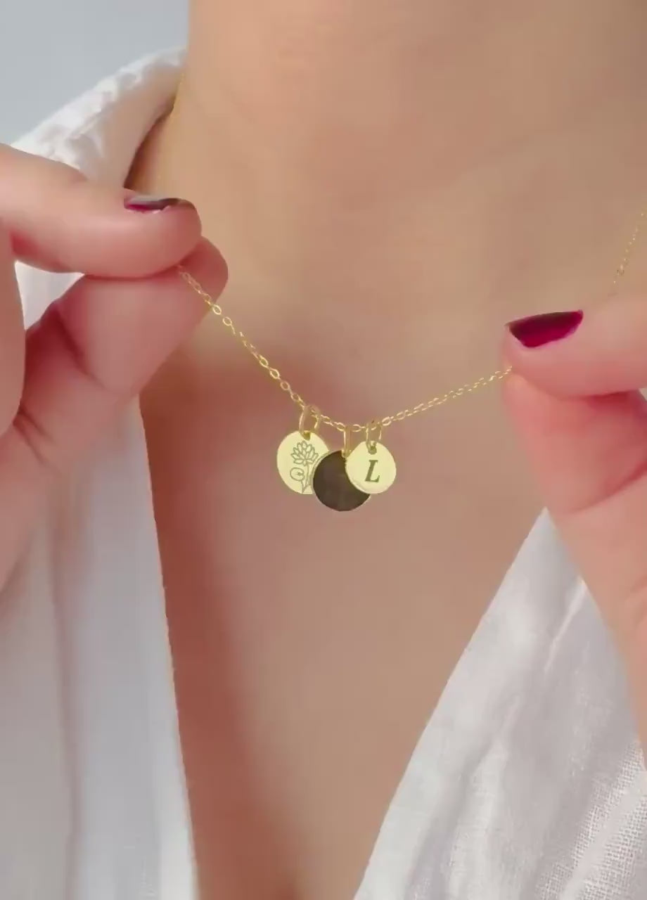 Family Birthflower Necklace Tiny Multiple Birth Flower Necklace Personalized Gift Gold Birth Month Necklace Gift for Mother Day Gift for Her