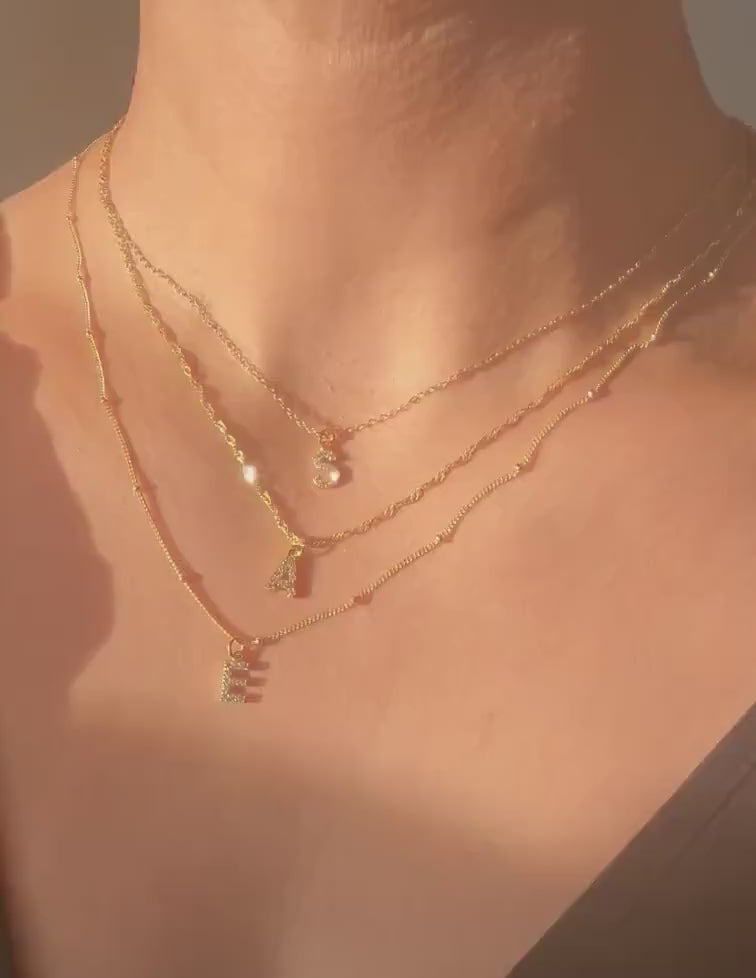 Personalized Tiny Letter Necklace Initial Diamond Necklace Gold Letter Pave Necklace Personalized Jewelry Gift for her Bridesmaid gift