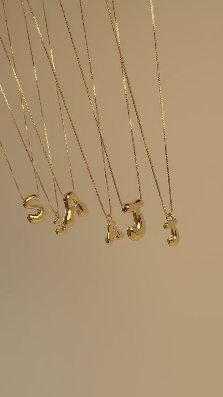 Initial Necklace Custom Letter Bubble Necklace 3D Gold Initial Monogram Necklace Balloon letters Personalized gift for her