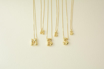 Initial Necklace Custom Letter Bubble Necklace 3D Gold Initial Monogram Necklace Balloon letters Personalized gift for her