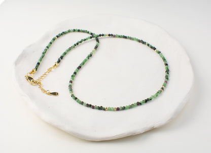 Tiny Bead Choker Green Small Bead Necklace Dainty Gemstone Layer Crystal Choker delicate gift minimalist necklace gift for her