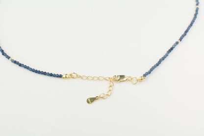 Sapphire Beaded Choker Tiny Navy Blue Gemstone Small Crystal Choker Minimalist Necklace Dainty Layering Bead Choker Gold Silver Gift Elegant