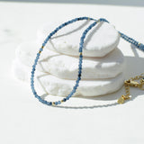 Sapphire Beaded Choker Tiny Navy Blue Gemstone Small Crystal Choker Minimalist Necklace Dainty Layering Bead Choker Gold Silver Gift Elegant