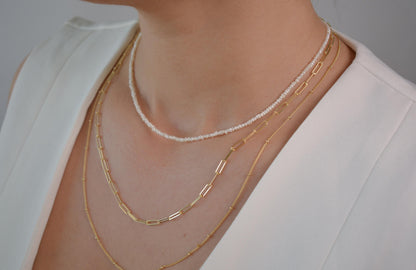 Paperclip Chain Necklace Link Chain Dainty 14k Gold Plate Choker Layering Chain Necklace Minimalist Mini Links Chain Everyday Necklace