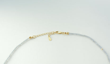 Beaded Choker Dainty Tiny Crystals Necklace Gemstone Labradorite AAA+ Gold Small Bead Choker Layering Seed bead Gift for Her Gift Bridesmaid