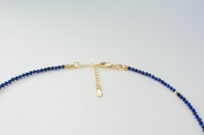 Tiny Bead Choker Blue Gemstone Dainty Choker Lapis Lazuli Necklace Crystal Stone Delicate Choker Adjustable Necklace handmade necklace gift
