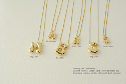 Initial Necklace Custom Letter Bubble Necklace 3D Gold Initial Monogram Necklace Balloon letters Personalized gift for her
