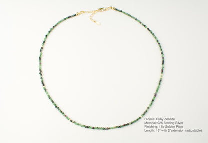 Tiny Bead Choker Green Small Bead Necklace Dainty Gemstone Layer Crystal Choker delicate gift minimalist necklace gift for her