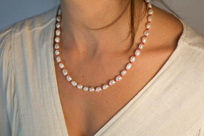 Pearl Necklace Irregular Real Pearls necklace baroque Pearl Gemstone Necklace Modern pearl Necklace daily wear gift for her gift for mom