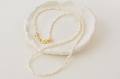 Dainty Choker Pearl Necklace Tiny Pearls Necklace Small Pearls 2 3 mm Seed Layering Necklace Thin Pearl Choker Elegant Gift for Her