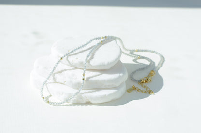 Beaded Choker Dainty Tiny Crystals Necklace Gemstone Labradorite AAA+ Gold Small Bead Choker Layering Seed bead Gift for Her Gift Bridesmaid