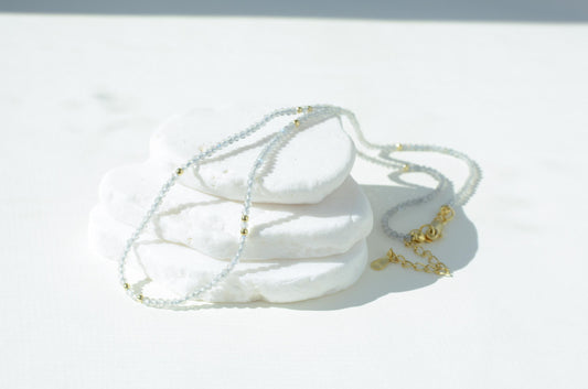 Beaded Choker Dainty Tiny Crystals Necklace Gemstone Labradorite AAA+ Gold Small Bead Choker Layering Seed bead Gift for Her Gift Bridesmaid