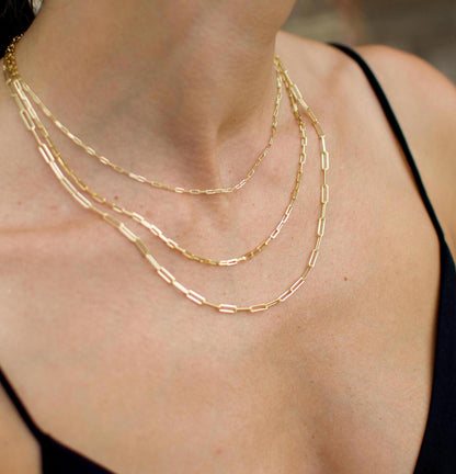 Paperclip Chain Necklace Link Chain Dainty 14k Gold Plate Choker Layering Chain Necklace Minimalist Mini Links Chain Everyday Necklace