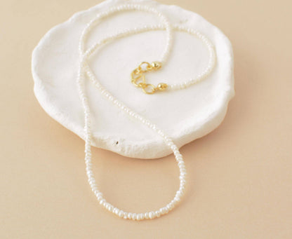 Dainty Choker Pearl Necklace Tiny Pearls Necklace Small Pearls 2 3 mm Seed Layering Necklace Thin Pearl Choker Elegant Gift for Her