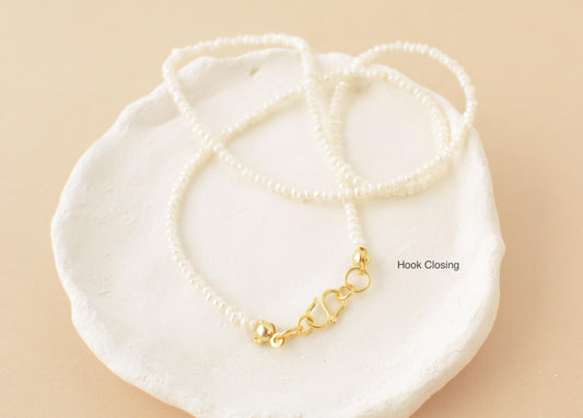 Dainty Choker Pearl Necklace Tiny Pearls Necklace Small Pearls 2 3 mm Seed Layering Necklace Thin Pearl Choker Elegant Gift for Her