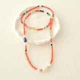 Small Beaded Necklace Colorful Mixed Bead Necklace Natural Stones Beaded Necklace Gemstone Minimalist Layering Beaded Necklace Gift for her